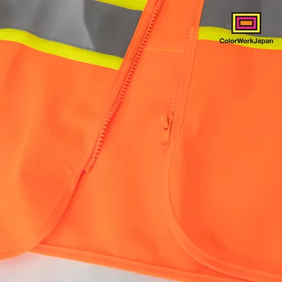 colorworkjapan Hi-Vis リフレクターベスト1 蛍光イエロー/オレンジ 反射ベスト 作業着 自転車 通勤 通学 ウォーキング 犬の散歩 安全対策 USサイズ