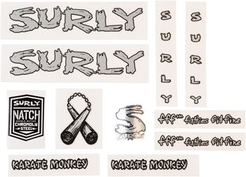 SURLY KARATE MONKEY NEW DECAL SET SILVER MA1331