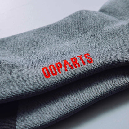 OOPARTS Asymmetric Line Sox "0010"｜日本製アシンメトリーラインソックス｜White / Grey｜奈良生産・高品質・アメカジ・自転車にも最適（24–28cm）
