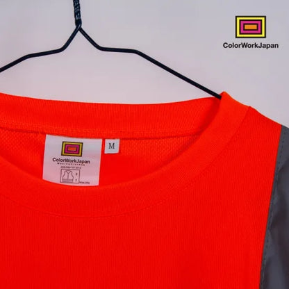 colorworkjapan Hi-Vis リフレクター ロングTシャツ 蛍光イエロー/オレンジ 反射材付き 高視認性 作業服 自転車 通勤 ウォーキング 犬の散歩 ele1792