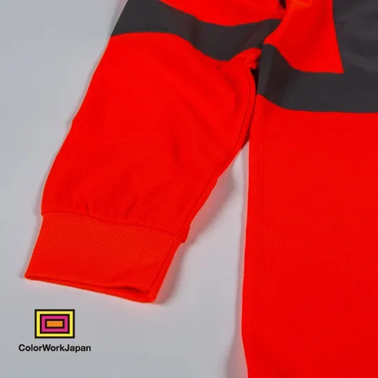 colorworkjapan Hi-Vis リフレクター ロングTシャツ 蛍光イエロー/オレンジ 反射材付き 高視認性 作業服 自転車 通勤 ウォーキング 犬の散歩 ele1792