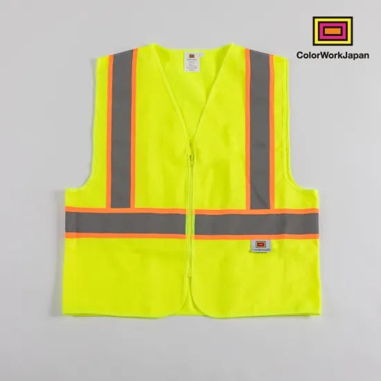 colorworkjapan Hi-Vis リフレクターベスト1 蛍光イエロー/オレンジ 反射ベスト 作業着 自転車 通勤 通学 ウォーキング 犬の散歩 安全対策 USサイズ