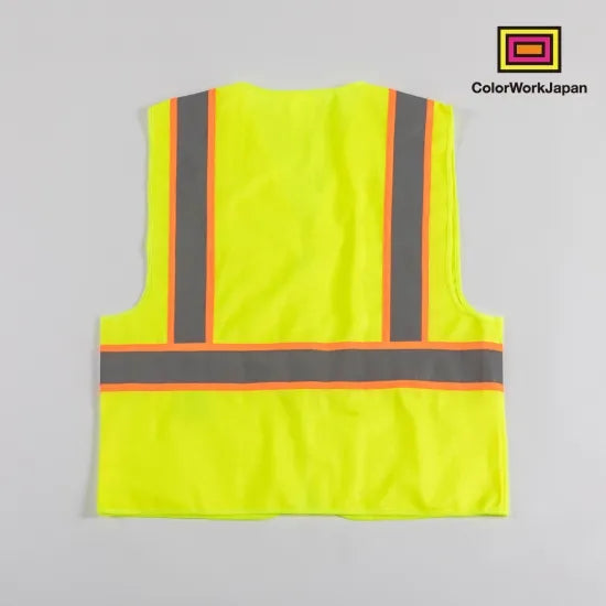 colorworkjapan Hi-Vis リフレクターベスト1 蛍光イエロー/オレンジ 反射ベスト 作業着 自転車 通勤 通学 ウォーキング 犬の散歩 安全対策 USサイズ