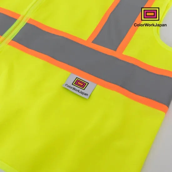 colorworkjapan Hi-Vis リフレクターベスト1 蛍光イエロー/オレンジ 反射ベスト 作業着 自転車 通勤 通学 ウォーキング 犬の散歩 安全対策 USサイズ