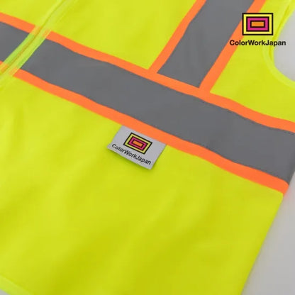 colorworkjapan Hi-Vis リフレクターベスト1 蛍光イエロー/オレンジ 反射ベスト 作業着 自転車 通勤 通学 ウォーキング 犬の散歩 安全対策 USサイズ