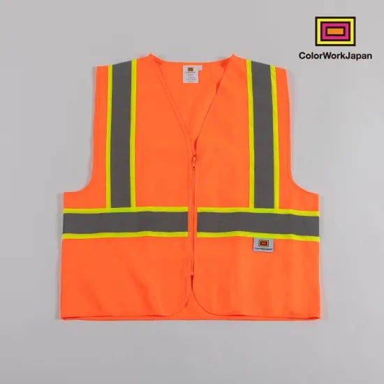 colorworkjapan Hi-Vis リフレクターベスト1 蛍光イエロー/オレンジ 反射ベスト 作業着 自転車 通勤 通学 ウォーキング 犬の散歩 安全対策 USサイズ