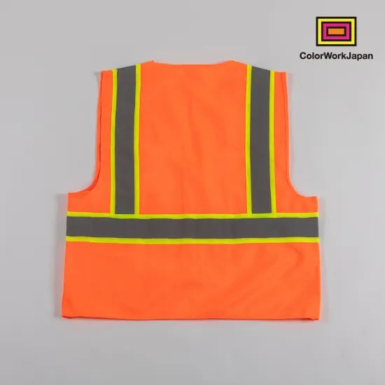 colorworkjapan Hi-Vis リフレクターベスト1 蛍光イエロー/オレンジ 反射ベスト 作業着 自転車 通勤 通学 ウォーキング 犬の散歩 安全対策 USサイズ