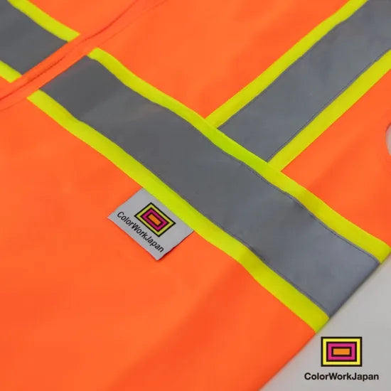 colorworkjapan Hi-Vis リフレクターベスト1 蛍光イエロー/オレンジ 反射ベスト 作業着 自転車 通勤 通学 ウォーキング 犬の散歩 安全対策 USサイズ