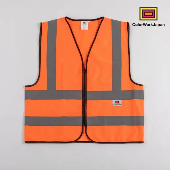 colorworkjapan Hi-Vis リフレクターベスト2 蛍光イエロー / 蛍光オレンジ 反射ベスト 安全ベスト 作業服 自転車 通勤 ウォーキング 犬の散歩