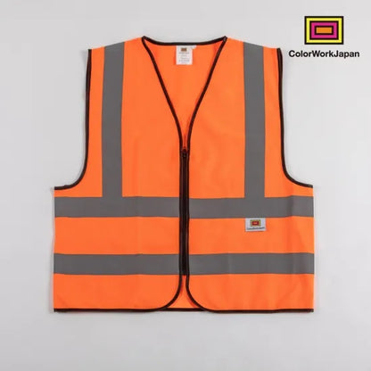 colorworkjapan Hi-Vis リフレクターベスト2 蛍光イエロー / 蛍光オレンジ 反射ベスト 安全ベスト 作業服 自転車 通勤 ウォーキング 犬の散歩