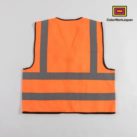 colorworkjapan Hi-Vis リフレクターベスト2 蛍光イエロー / 蛍光オレンジ 反射ベスト 安全ベスト 作業服 自転車 通勤 ウォーキング 犬の散歩