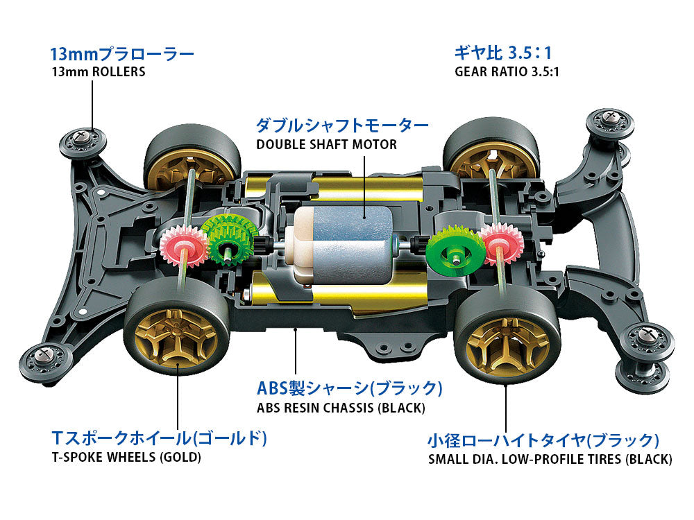 タミヤ　ミニ四駆　ライザン　完成品　金箔張り タミヤ ミニ四駆 ライザン MEシャーシ 1/32 ミニ四駆PROシリーズ No.63