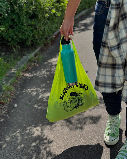 NEW オリジナル ナイロン ポケッタブル エコバッグ ライムグリーン