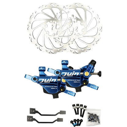Juin Tech R1 ハイブリッド油圧ディスクブレーキ 前後セット ローター付 ワイヤー式ロードレバー対応 birdyカスタム 自転車ディスクキャリパー