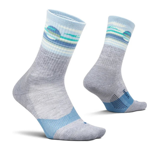 Feetures フィーチャーズ Trail Max Cushion Mini Crew トレイル マックスクッション ミニクルー ソックス 靴下 トレイルランニング ハイキング アウトドア 厚手 クッション 高機能 メンズ レディース 男女兼用 M L Cloud Veil Blue