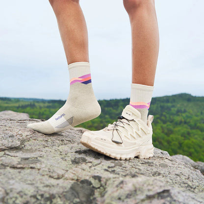 Feetures TRAIL MAX CUSHION MINI CREW Mountain High Cream ソックス トレイルランニング 厚手クッション 靴下 吸汗速乾 フィーチャーズ ミニクルー メンズ レディース