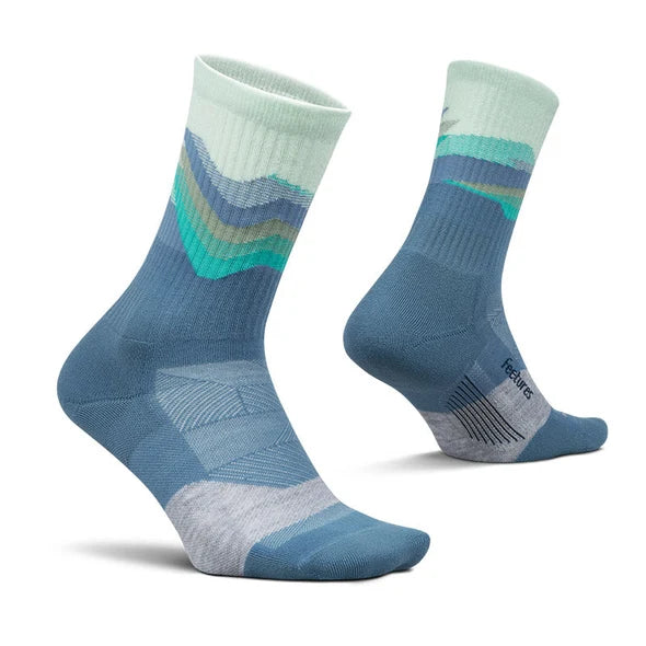 Feetures フィーチャーズ Trail Max Cushion Mini Crew トレイル マックスクッション ミニクルー ソックス 靴下 トレイルランニング ハイキング アウトドア 厚手 クッション 高機能 メンズ レディース 男女兼用 M L tectonic blue