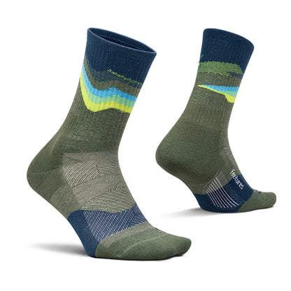 Feetures フィーチャーズ Trail Max Cushion Mini Crew トレイル マックスクッション ミニクルー ソックス 靴下 トレイルランニング ハイキング アウトドア 厚手 クッション 高機能 メンズ レディース 男女兼用 M L tectonic green