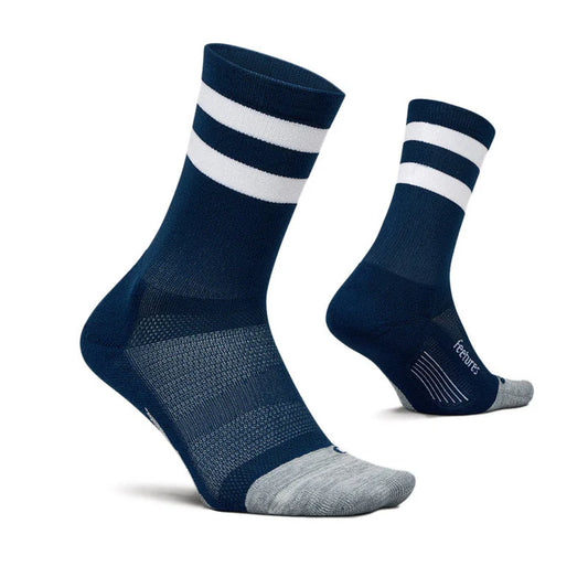 Feetures Elite Light Cushion Mini Crew navy high top stripe