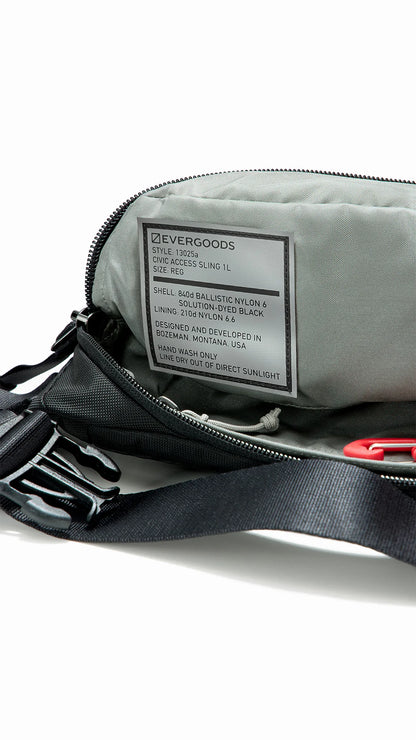 EVERGOODS CIVIC ACCESS SLING 1L CAS1 スリングバッグ ボディバッグ ショルダーバッグ 1L 軽量 撥水 メンズ レディース ブラック