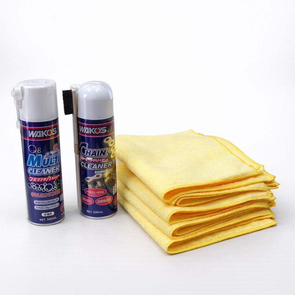 ワコーズ チェーンクリーナー＋フォーミングマルチクリーナー＋マイクロファイバータオル6枚セット 自転車 洗車 チェーン洗浄 メンテナンス WAKO’S elephant cycles オリジナル