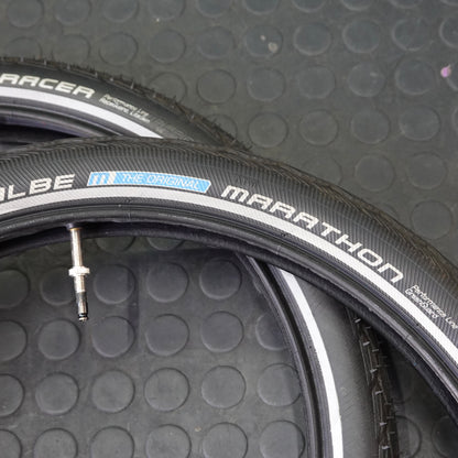 【私物中古】birdy専用 SCHWALBE 前後タイヤ・チューブセット マラソンレーサー／マラソン18×1.65（廃盤）クリックバルブ仕様