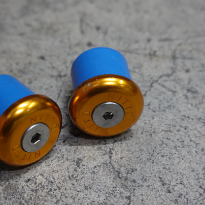 中古 美品 NITTO ニットー EC-01 バーエンドキャップ ゴールド 24mm アルミ ハンドルキャップ 左右セット