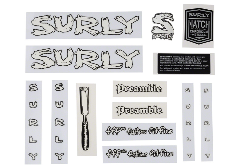 SURLY PREAMBLE NEW DECAL SET WHITE MA1992 2515211160 SURLY