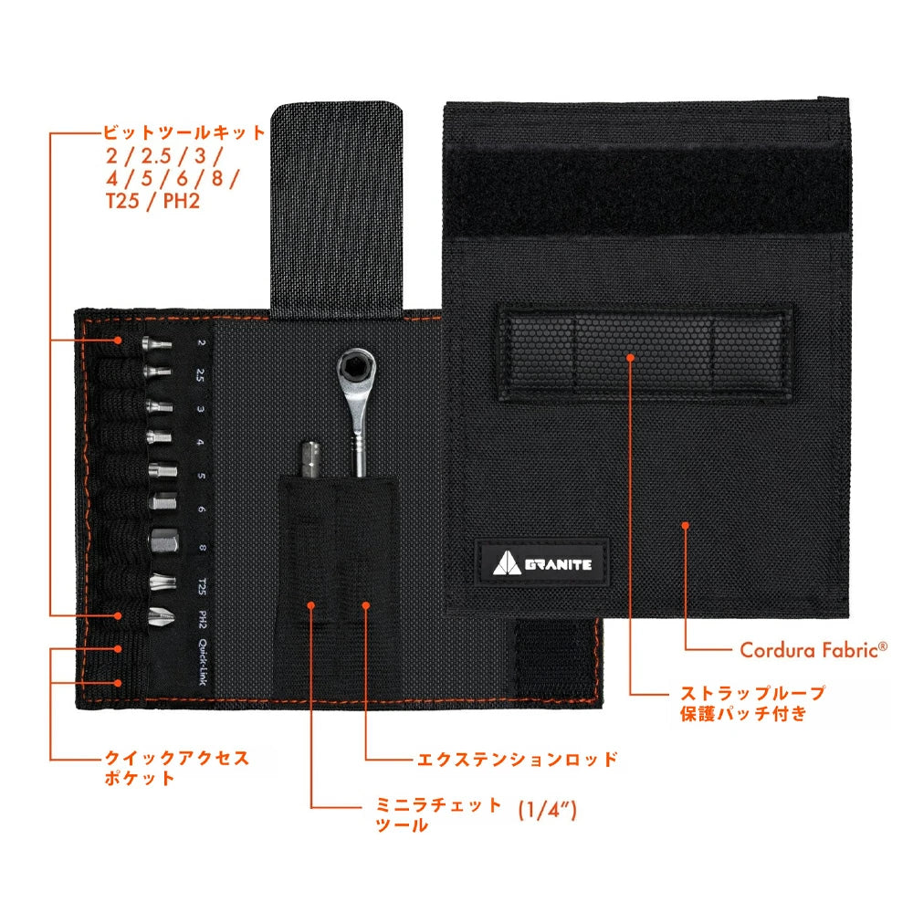 Granite Design ロックンロール ミニ ラチェット ツールキット ブラック｜携帯工具・マルチツール・自転車用工具 ele1248
