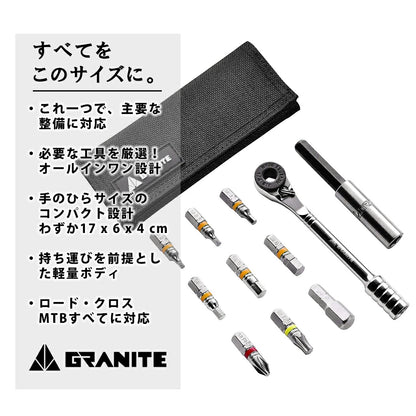 Granite Design ロックンロール ミニ ラチェット ツールキット ブラック｜携帯工具・マルチツール・自転車用工具 ele1248