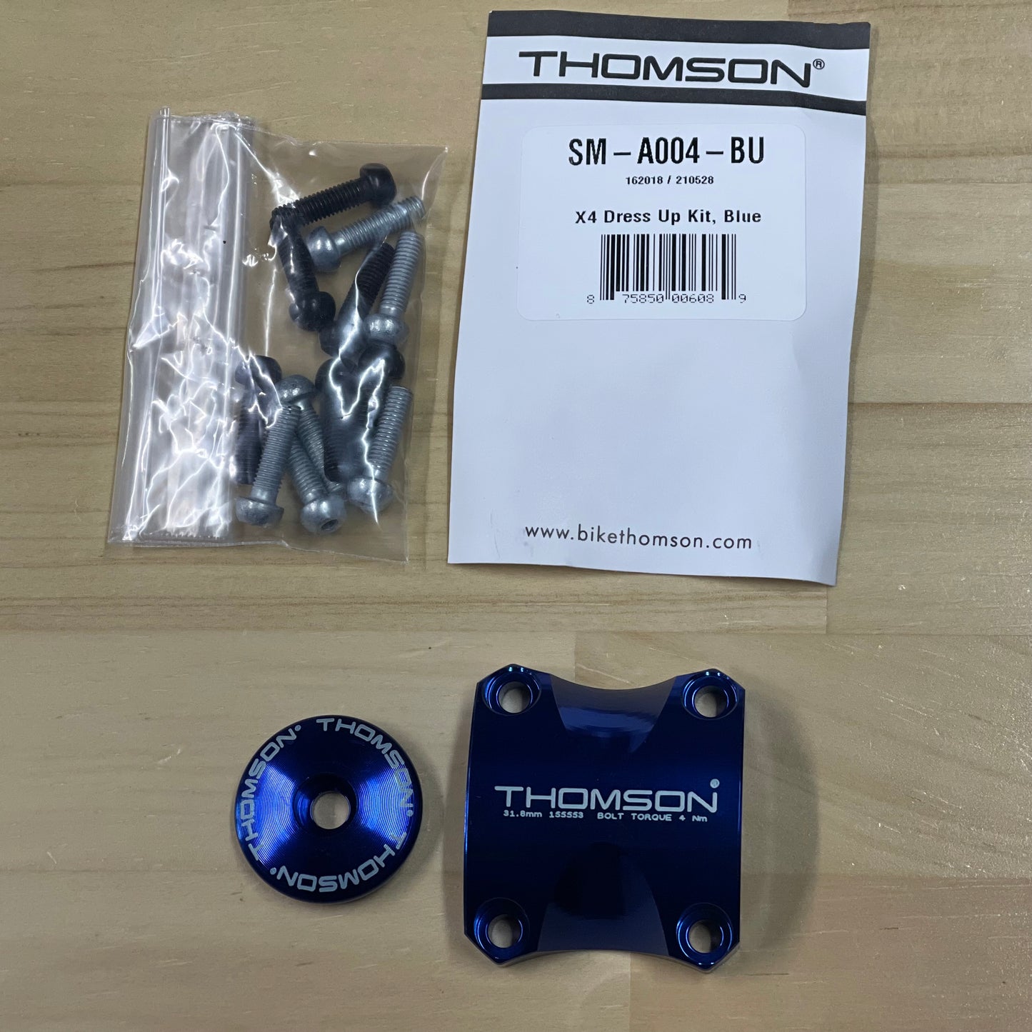 THOMSON X4 Dress Up Kit. Top Cap & Clamp Blue SMA004BL トムソン ステムキャップ